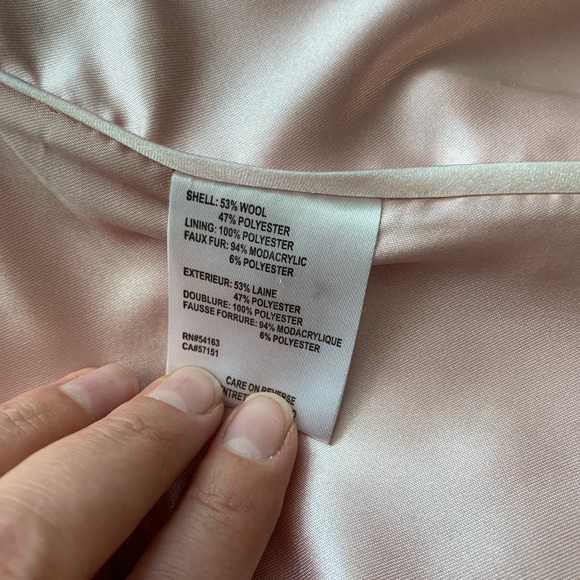 Calvin Klein Faux-Fur-Trim Asymmetrical Wool Coat – Blush Pink, Size S - Picture 6 of 8